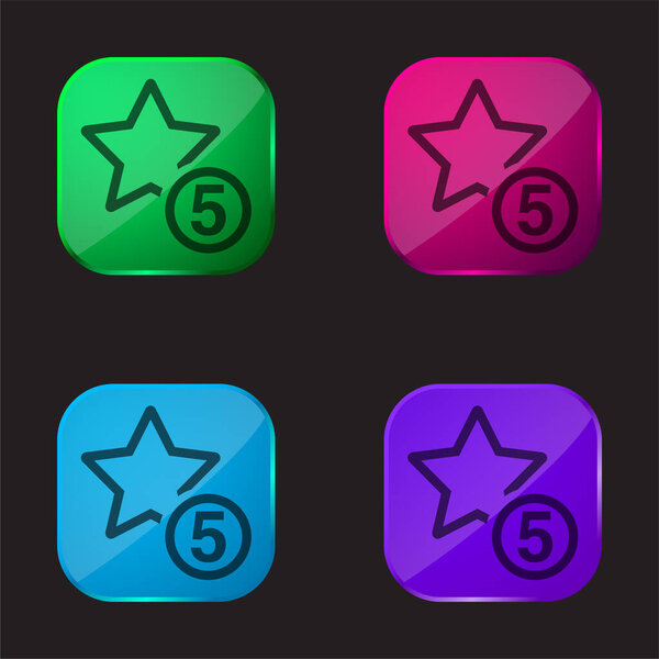 5 Stars Sign four color glass button
