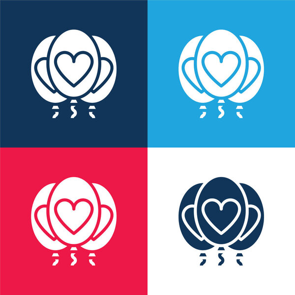 Balloon blue and red four color minimal icon set