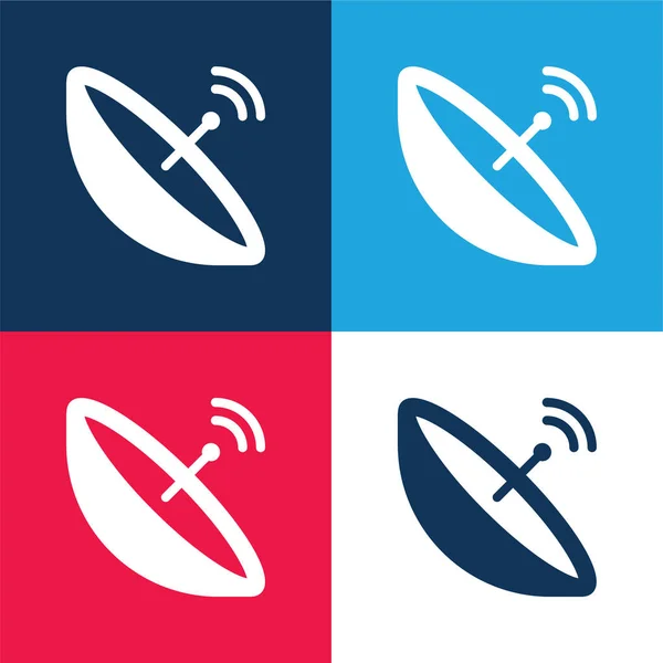 Antena Azul Rojo Conjunto Iconos Mínimo Cuatro Colores — Archivo Imágenes Vectoriales