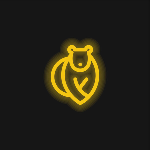 Bear yellow glowing neon icon