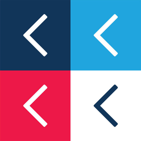 Backward Arrow blue and red four color minimal icon set