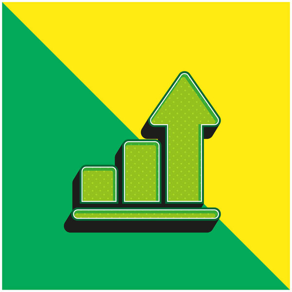 Bars Green and yellow modern 3d vector icon logo