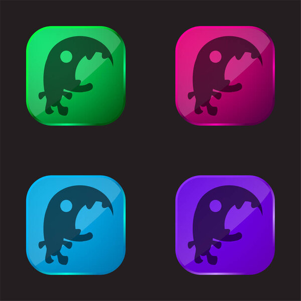 Big Mouth Monster four color glass button icon