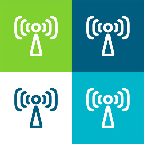 Символ сигнала антенны Плоский четырехцветный минимальный набор значков