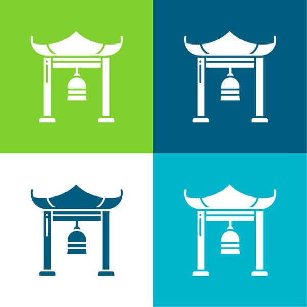 Bell Flat four color minimal icon set