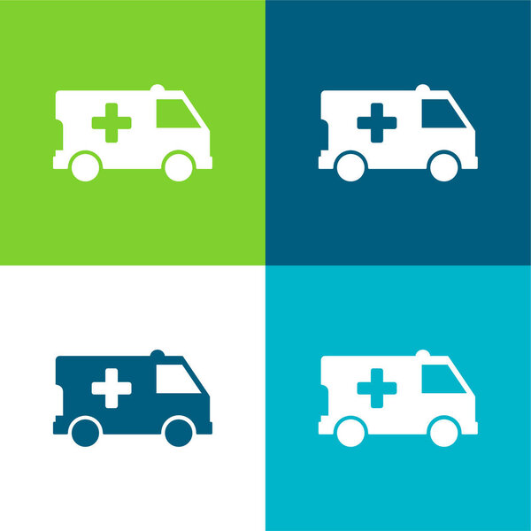 Скорая помощь Плоский четырехцветный минимальный набор значков