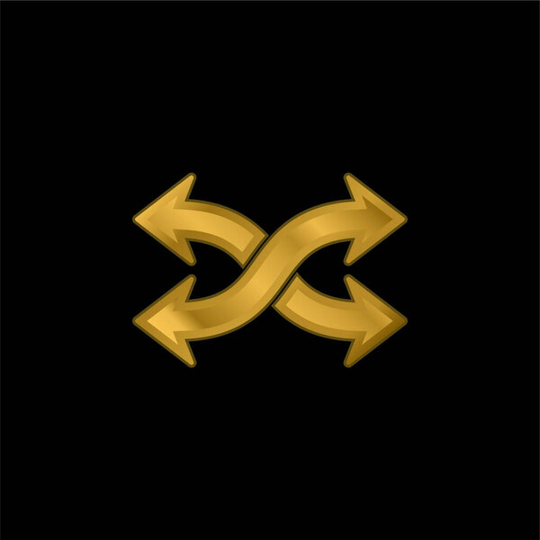 Arrows Mix gold platted metalic icon or logo vector