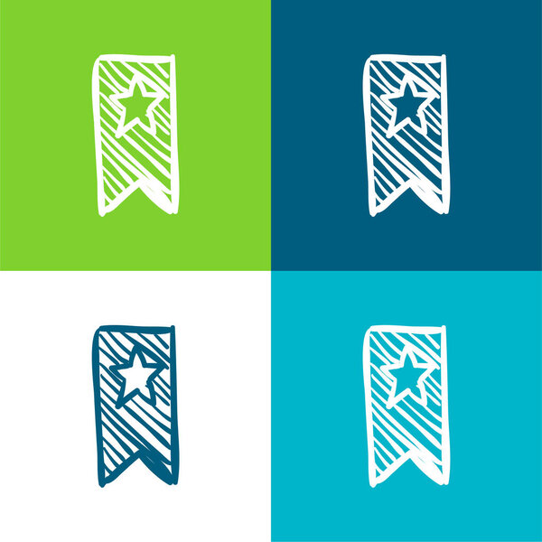 Bookmark Sketch With A Star Flat four color minimal icon set