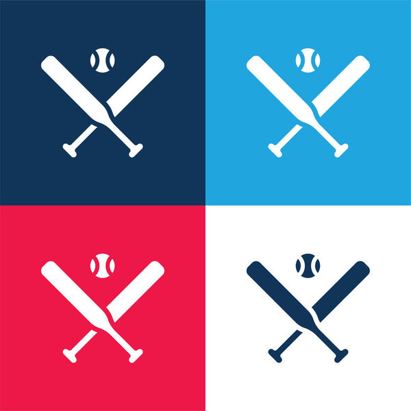 Бейсбол синий и красный четыре цвета минимальный набор значков