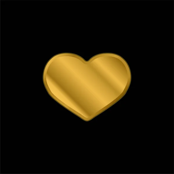 Gran Corazón Negro Chapado Oro Icono Metálico Logo Vector — Vector de stock