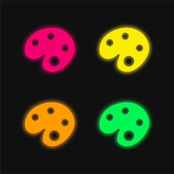 Artist Paint Palette four color glowing neon vector icon