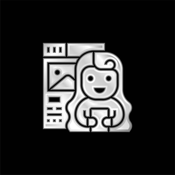 Blogger silver plated metallic icon