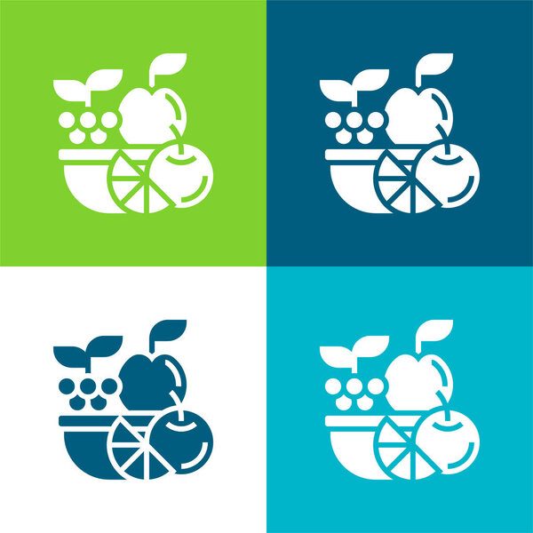 Basket Flat four color minimal icon set