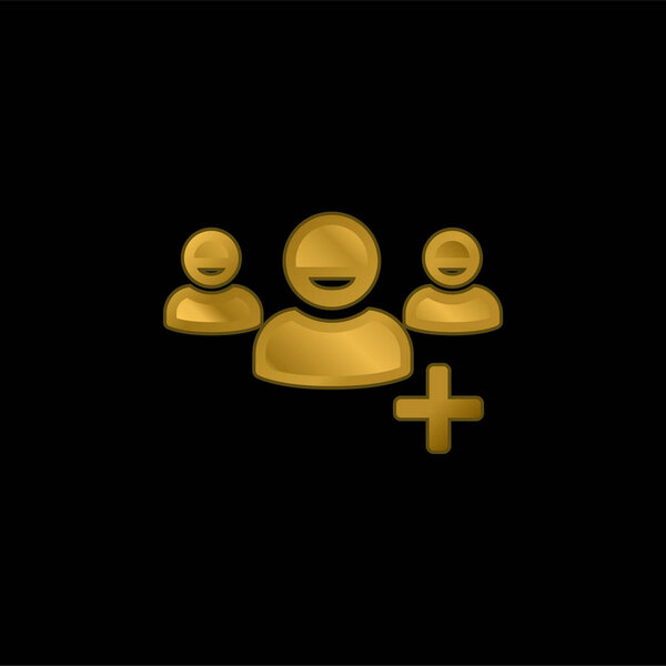 Add Users Interface Symbol gold plated metalic icon or logo vector