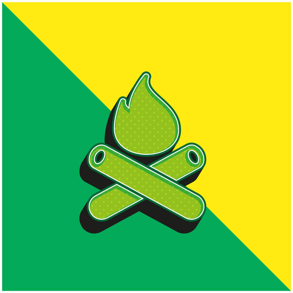 Bonfire Green and yellow modern 3d vector icon logo