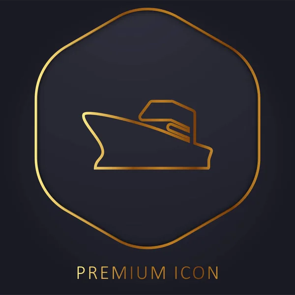 Acorazado Línea Dorada Logotipo Premium Icono — Archivo Imágenes Vectoriales