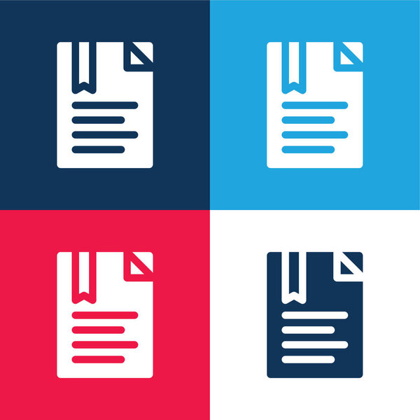 Закладка синий и красный четыре цвета минимальный набор значков