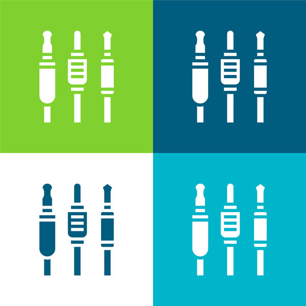 Аудио Джек Плоский четырехцветный минимальный набор иконок