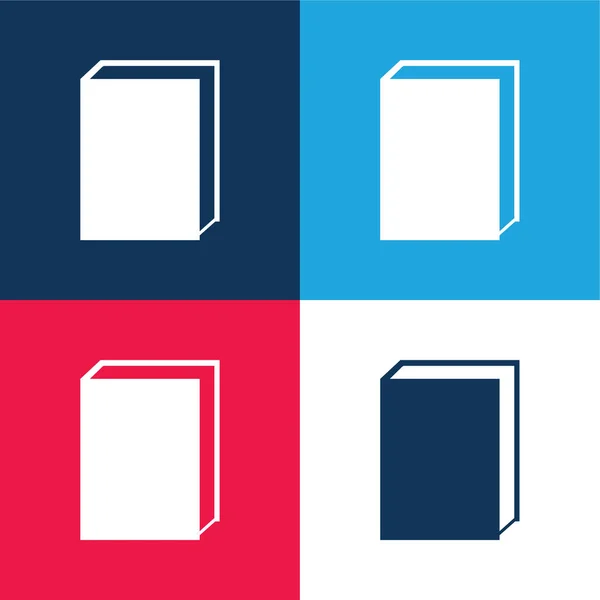 stock vector Book blue and red four color minimal icon set