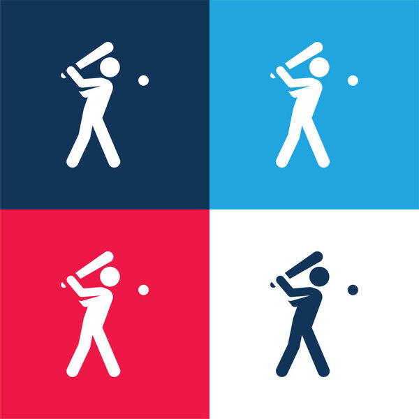 Бейсбол синий и красный четыре цвета минимальный набор значков