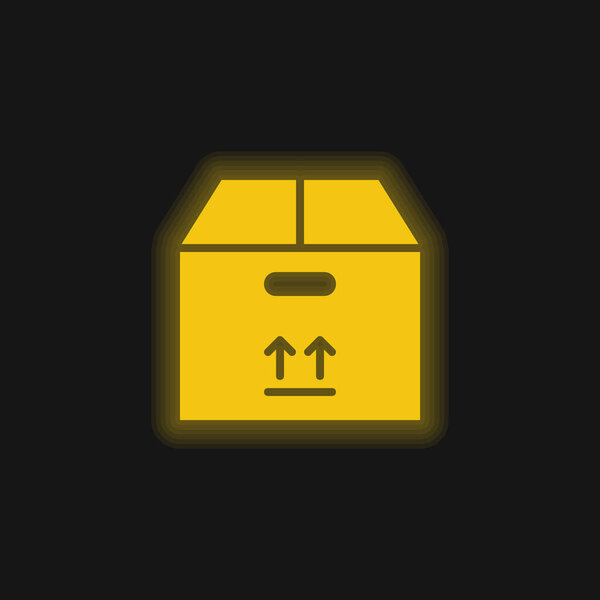 Box yellow glowing neon icon