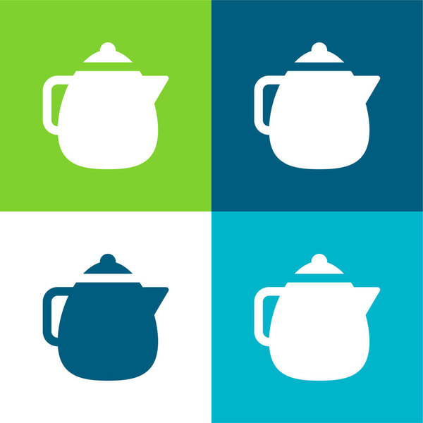 Big Teapot Flat four color minimal icon set
