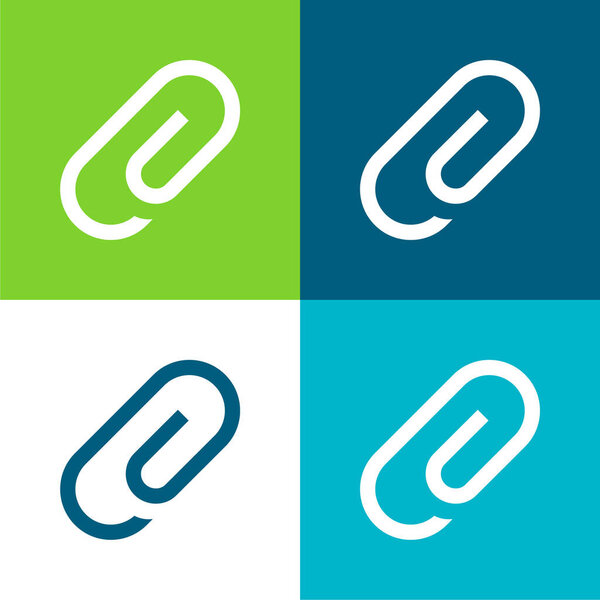 Attachment Diagonal Interface Symbol Of Paperclip Flat four color minimal icon set