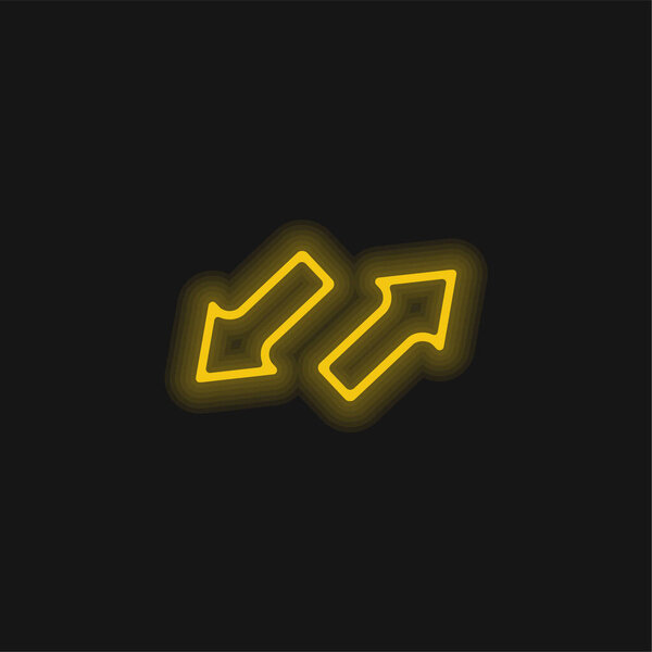 Arrows Couple Pointing Opposite Directions yellow glowing neon icon