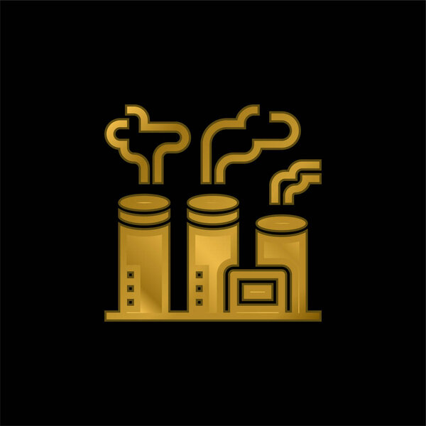 Air Pollution gold plated metalic icon or logo vector