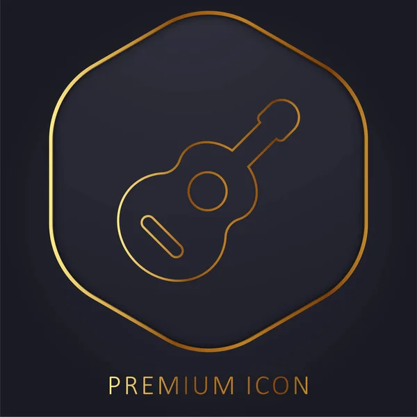 Guitarra Acústica Linha Dourada Logotipo Premium Ícone —  Vetores de Stock