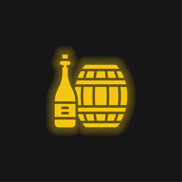 Barrel yellow glowing neon icon