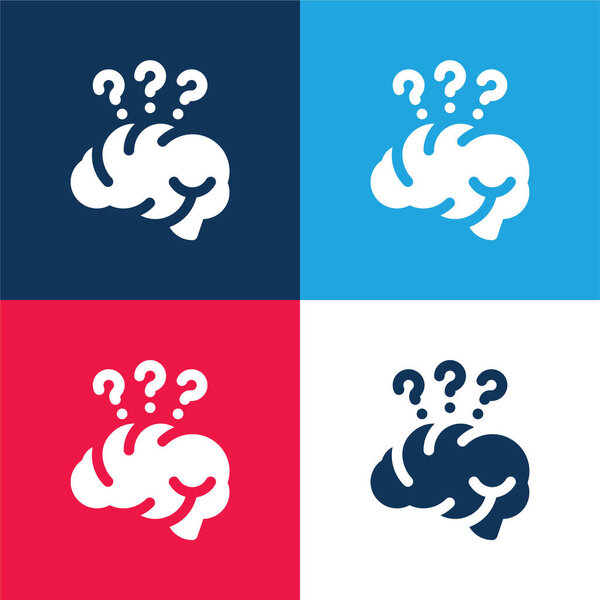 Brain blue and red four color minimal icon set