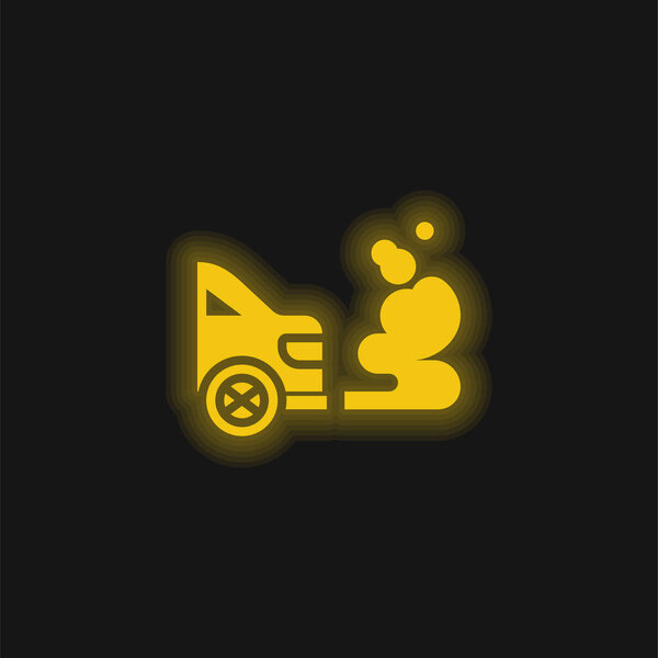 Air Pollution yellow glowing neon icon