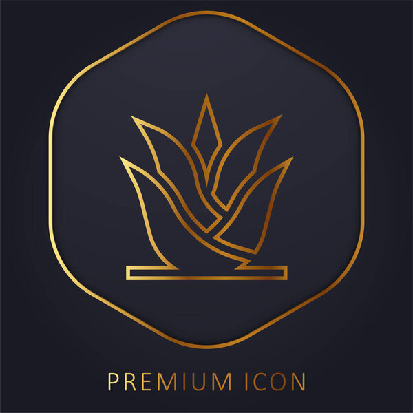 Aloe Vera golden line premium logo or icon