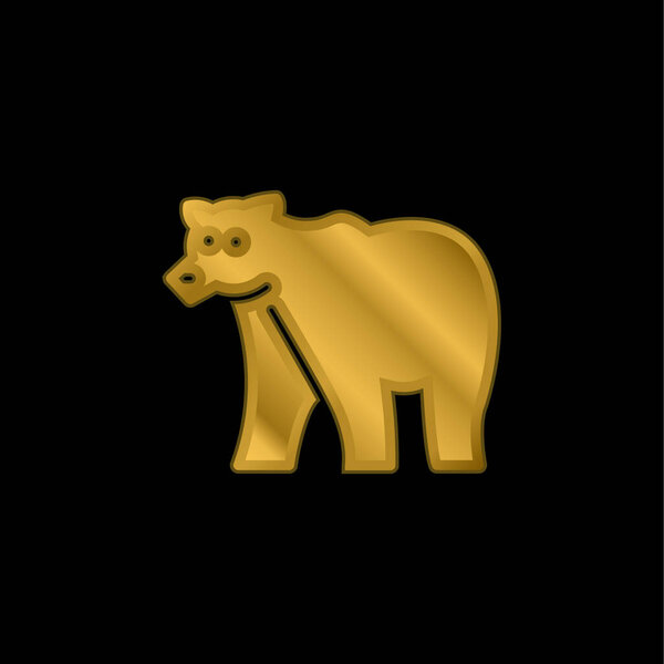 Bear gold plated metalic icon or logo vector