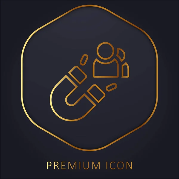 Atraer Los Clientes Línea Dorada Logotipo Premium Icono — Vector de stock