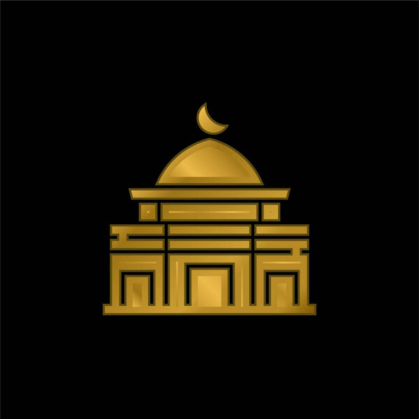 Al Aqsa Mosque gold plated metalic icon or logo vector