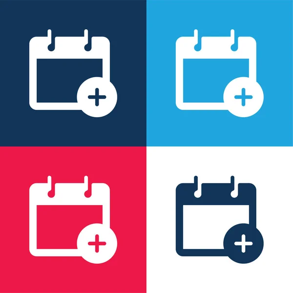 Add Event Blue Red Four Color Minimal Icon Set — Stock Vector