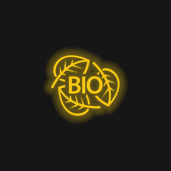 Bio Mass Eco Energy yellow glowing neon icon