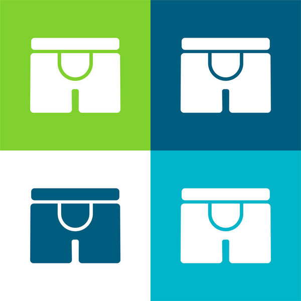 Boxers Flat four color minimal icon set