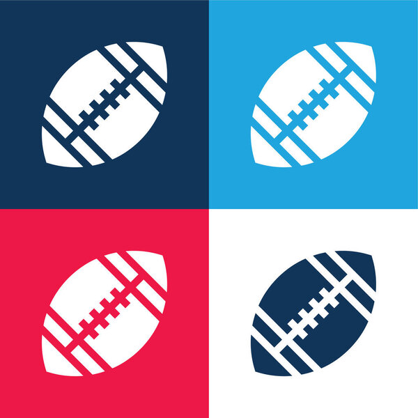 Американский футбол синий и красный четыре цвета минимальный набор значков