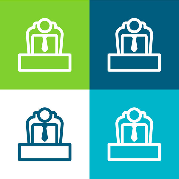 Плоский четырехцветный минимальный набор иконок