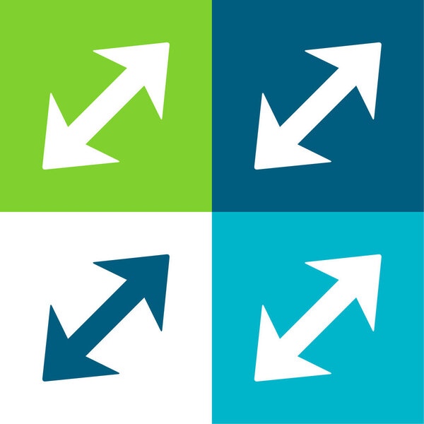 Arrow Diagonal With Two Points To Opposite Directions Flat four color minimal icon set