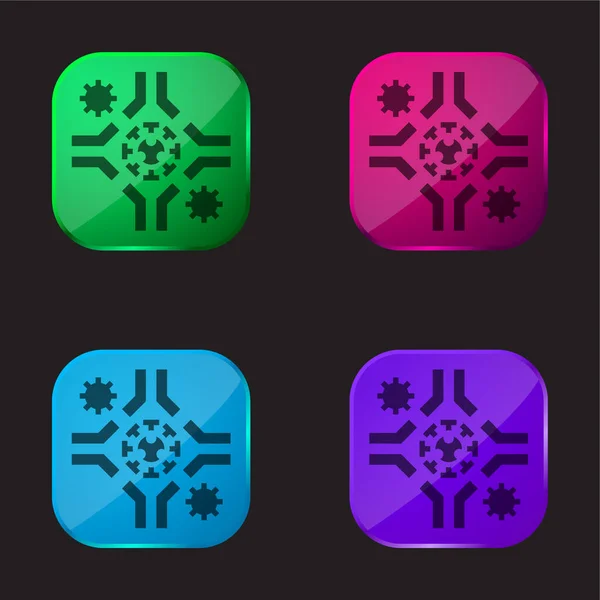 Antibody Τέσσερις Εικονίδιο Κουμπί Γυαλί Χρώμα — Διανυσματικό Αρχείο