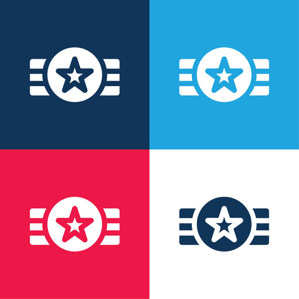 Badge blue and red four color minimal icon set