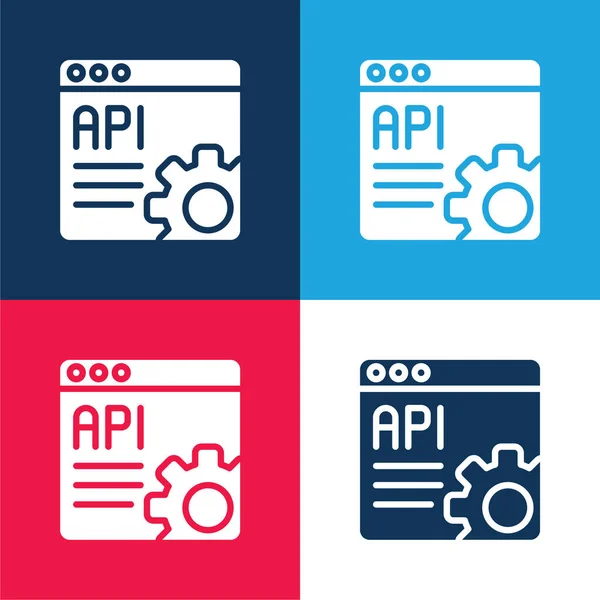 Api Azul Rojo Conjunto Iconos Mínimo Cuatro Colores — Archivo Imágenes Vectoriales