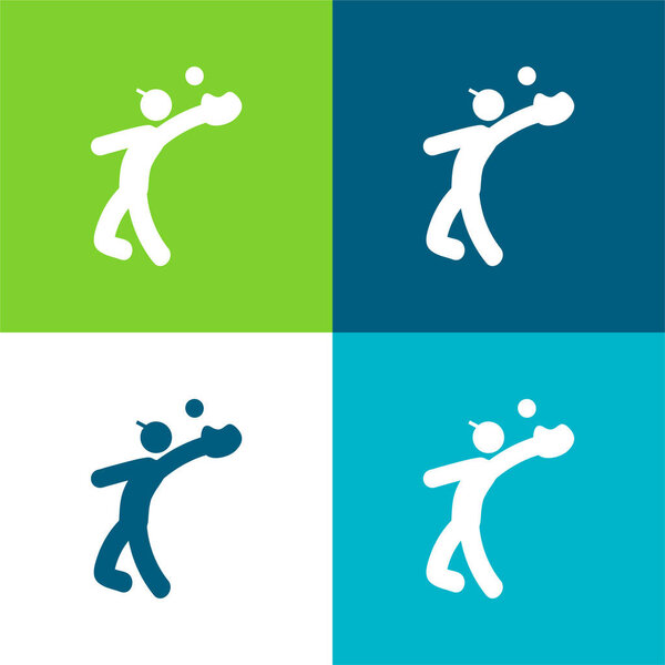 Бейсбольный ловец Плоский четырехцветный минимальный набор значков