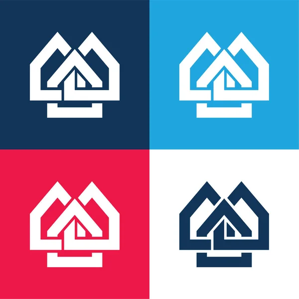 Alliedhomes Logo Modré Červené Čtyři Barvy Minimální Ikona Nastavena — Stockový vektor