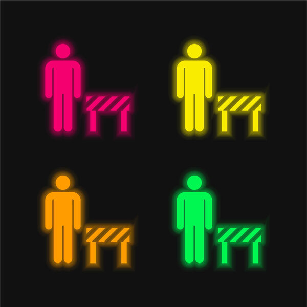 Barrier four color glowing neon vector icon