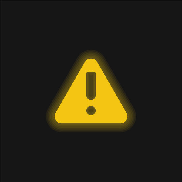 Attention yellow glowing neon icon